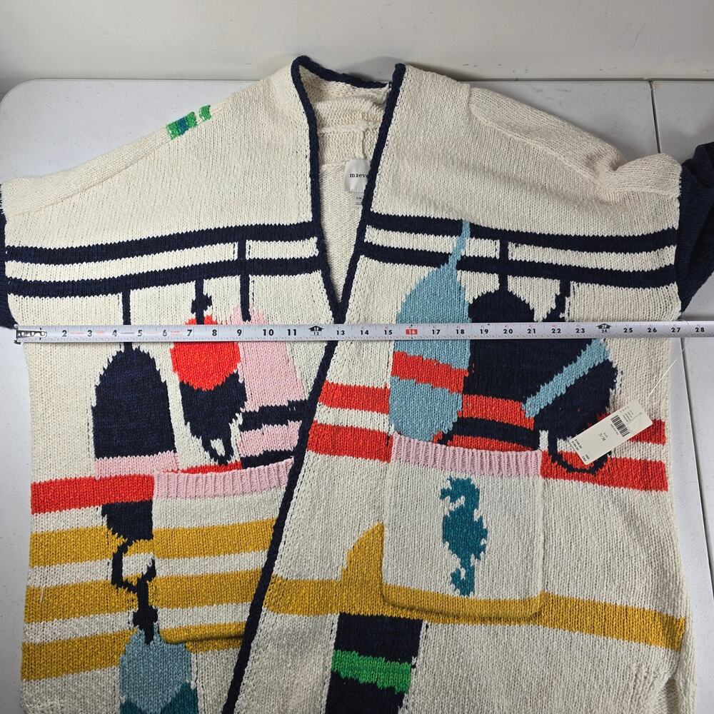 NWT Maeve x Anthropologie Nautical Buoy Whale Cardigan Sweater. Sz S/M. - Picture 7 of 12